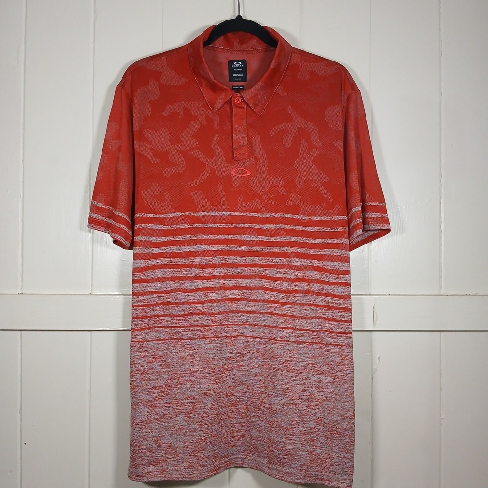 Oakley Mens Red Camo Striped Short Sleeve Polo Shirt FOA401398 Size Medium